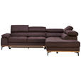 ECKSOFA  in Lederlook Dunkelbraun  282/226 cm  - Dunkelbraun/Schwarz, Natur, Holz/Textil (282/226cm) - Novel