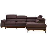 ECKSOFA  in Lederlook Dunkelbraun  282/226 cm  - Dunkelbraun/Schwarz, Natur, Holz/Textil (282/226cm) - Novel