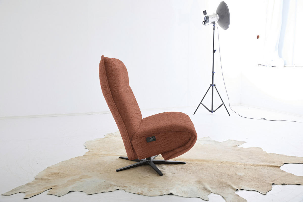 RELAXSESSEL in Textil Terracotta  - Terracotta/Schwarz, Modern, Textil/Metall (90/106/96cm) - Chilliano