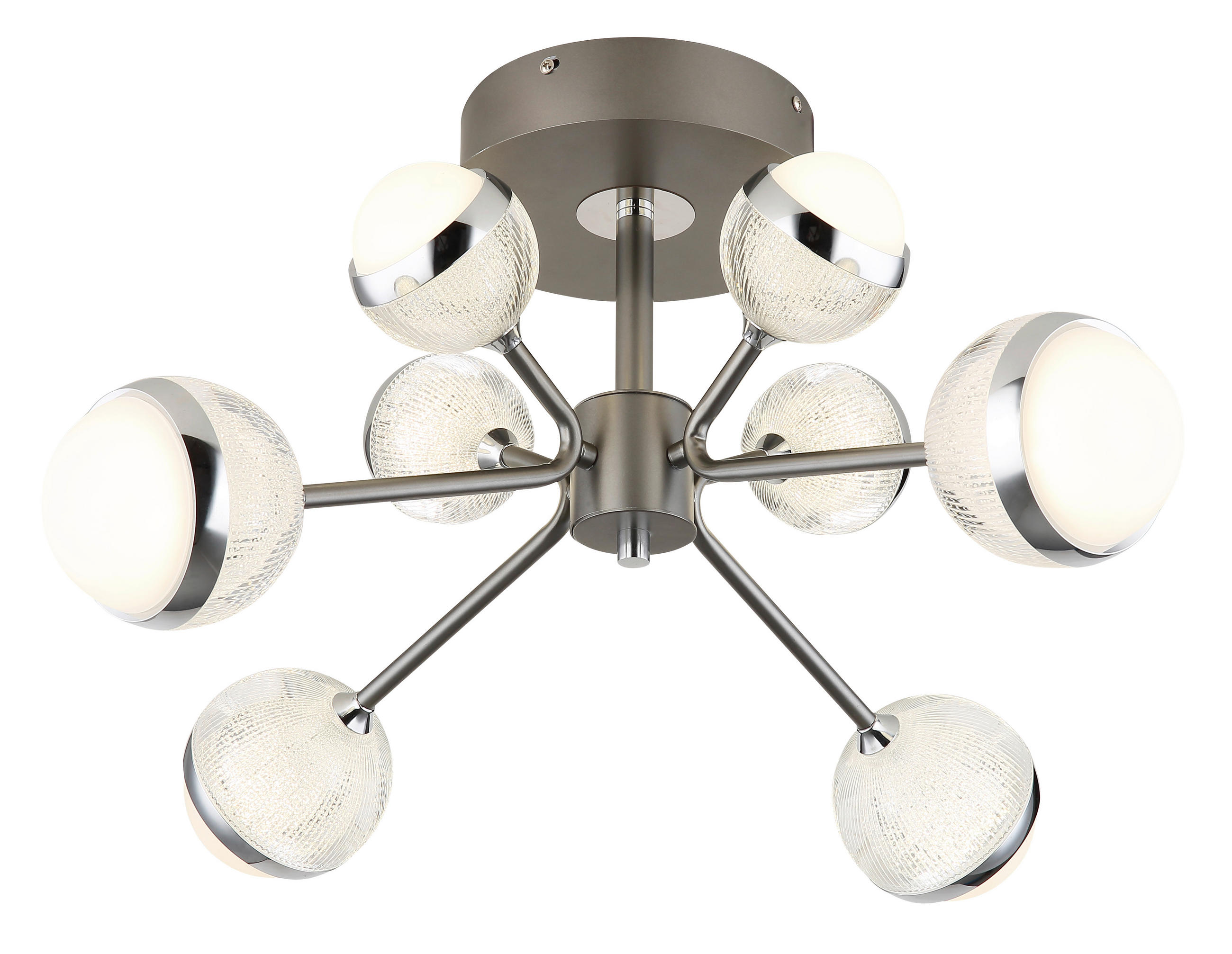 LED-DECKENLEUCHTE 61/29 cm   - Klar/Titanfarben, KONVENTIONELL, Kunststoff/Metall (61/29cm) - Globo
