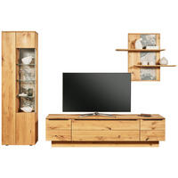 WOHNWAND  in Eichefarben 320/205,7/53,7 cm  - Eichefarben/Schwarz, Natur, Glas/Holz (320/205,7/53,7cm) - Valnatura