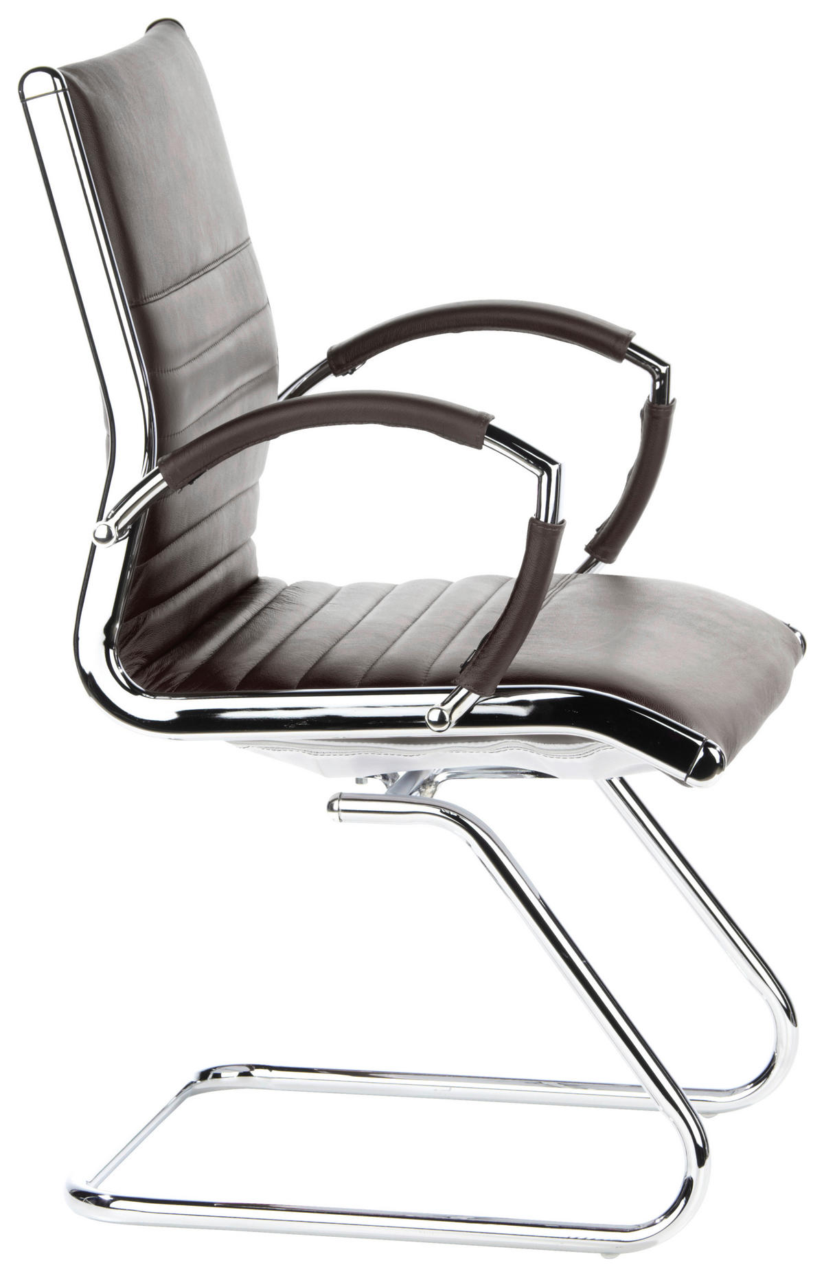 KONFERENČNI STOL tekstil, usnje barve kroma, temno rjava  - barve kroma/temno rjava, Moderno, kovina/tekstil (62/94/46cm) - MID.YOU
