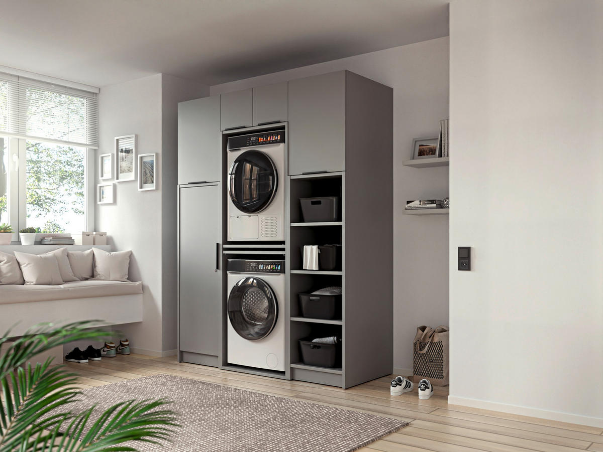 WASCHMASCHINENSCHRANK 70/220/68 cm  in Grau  - Schwarz/Grau, Basics, Holzwerkstoff/Kunststoff (70/220/68cm) - MID.YOU