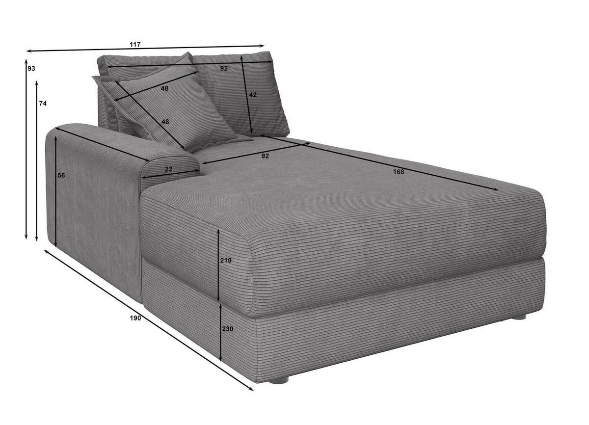 BIGSOFA Cord Olivgrün  - Schwarz/Olivgrün, MODERN, Kunststoff/Textil (117/93/190cm) - Carryhome