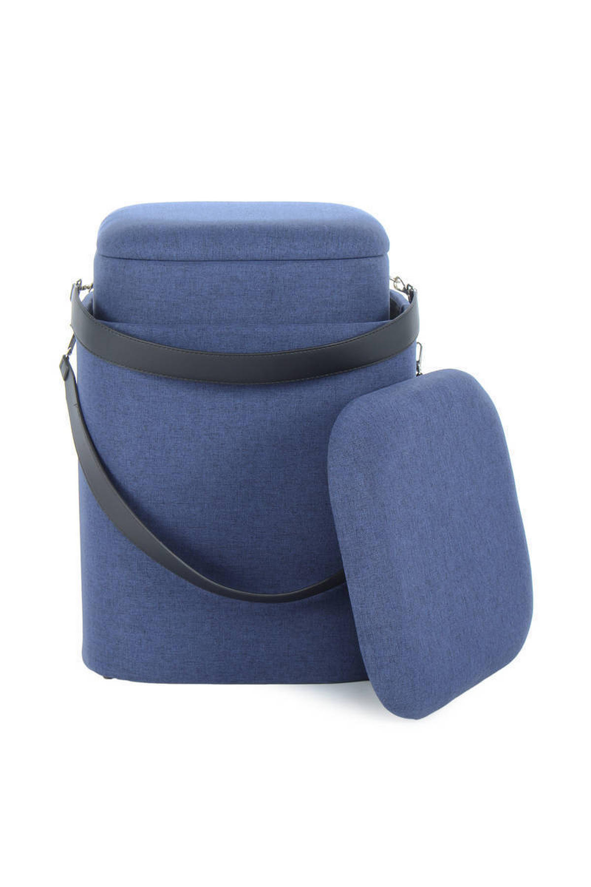HOCKERSET in Blau, Schwarz  - Blau/Schwarz, Basics, Kunststoff/Textil (35,5/44/35,5cm) - Kayoom