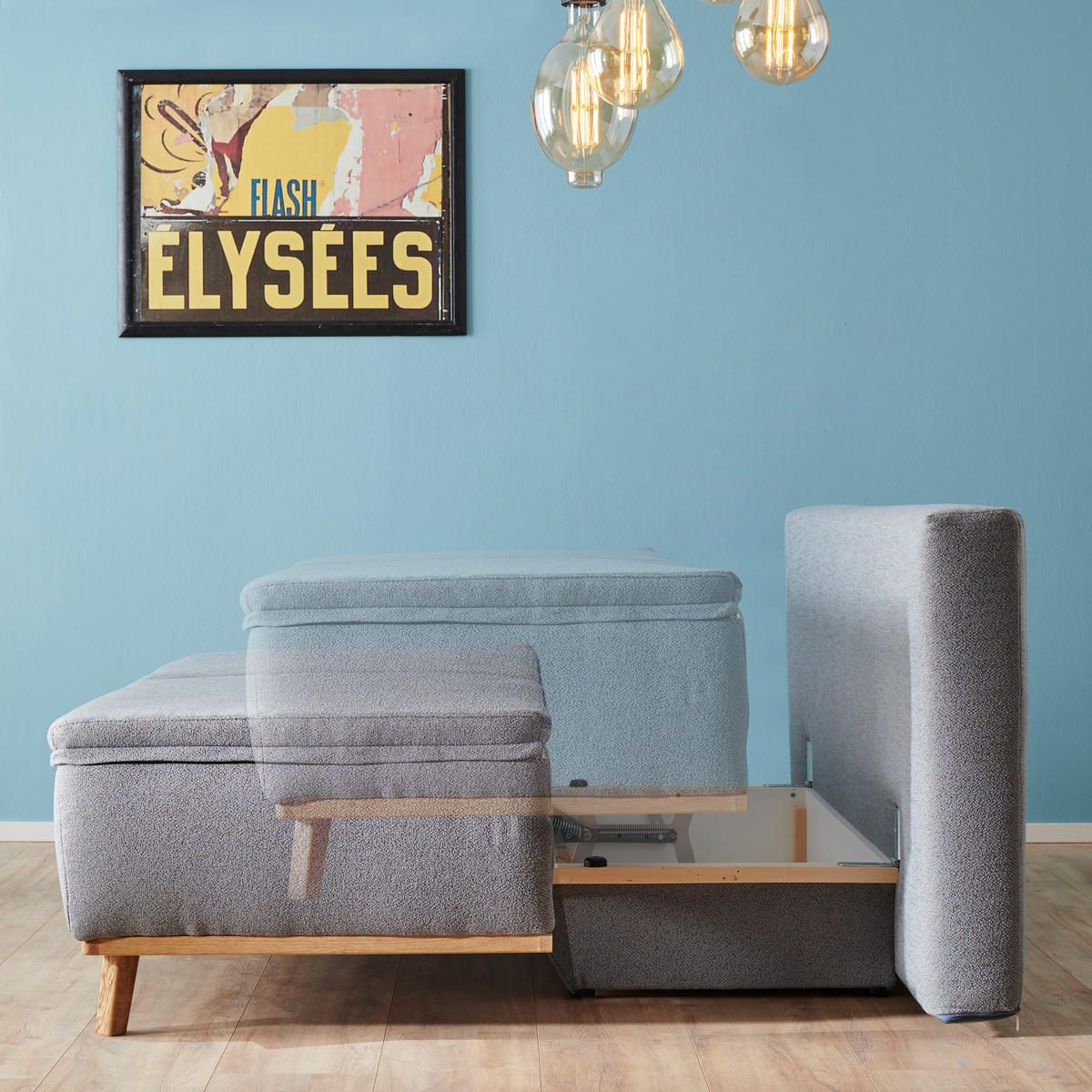 SCHLAFSOFA in Webstoff Creme  - Creme/Naturfarben, Konventionell, Holz/Textil (203/95/96cm) - Venda