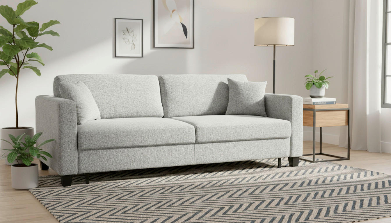 SCHLAFSOFA Leinenoptik Hellgrau  - Hellgrau/Schwarz, Design, Holz/Textil (220,5/86/96cm) - Livetastic