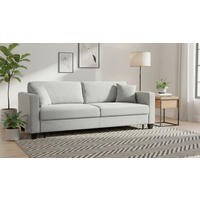 SCHLAFSOFA Leinenoptik Hellgrau  - Hellgrau/Schwarz, Design, Holz/Textil (220,5/86/96cm) - Livetastic