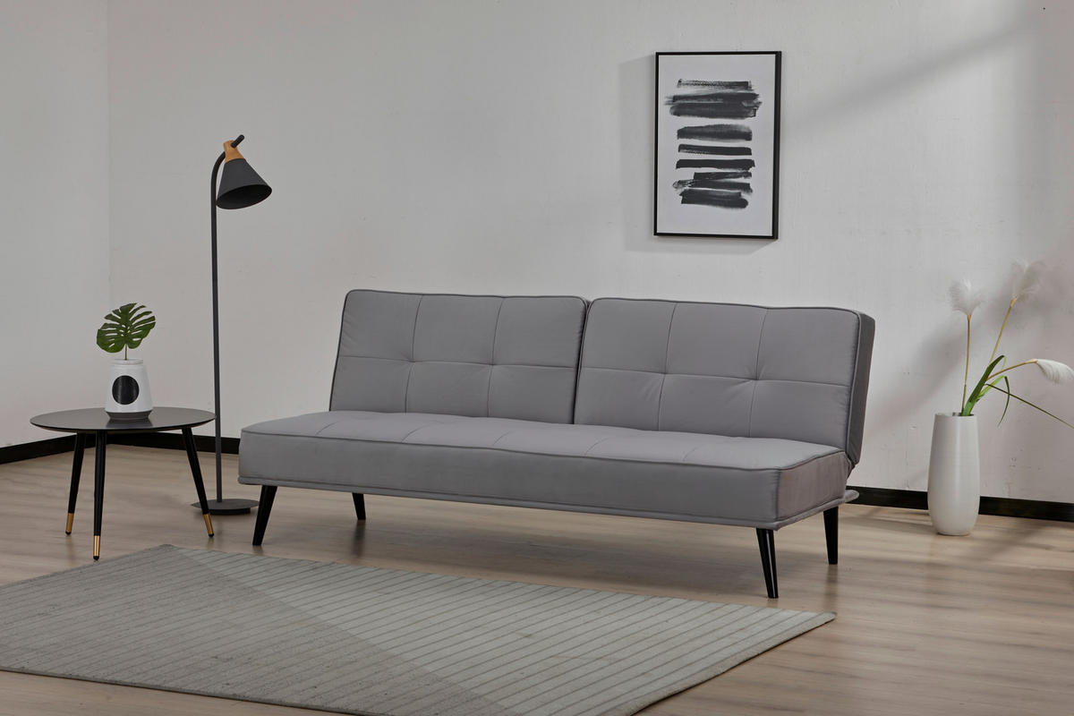 SCHLAFSOFA in Samt Grau  - Schwarz/Grau, Design, Holz/Textil (191/81/81cm) - Ti'me