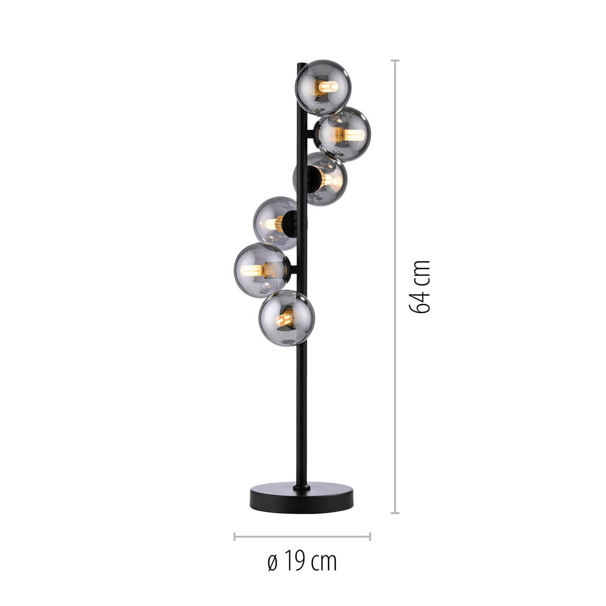 LED-TISCHLEUCHTE SW DUBAI 19/19/64 cm   - Schwarz, Design, Glas/Kunststoff (19/19/64cm) - Schöner Wohnen