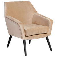 SESSEL in Samt, Velours Schwarz, Sandfarben  - Sandfarben/Schwarz, Design, Holz/Textil (67/81/71cm) - Max Winzer