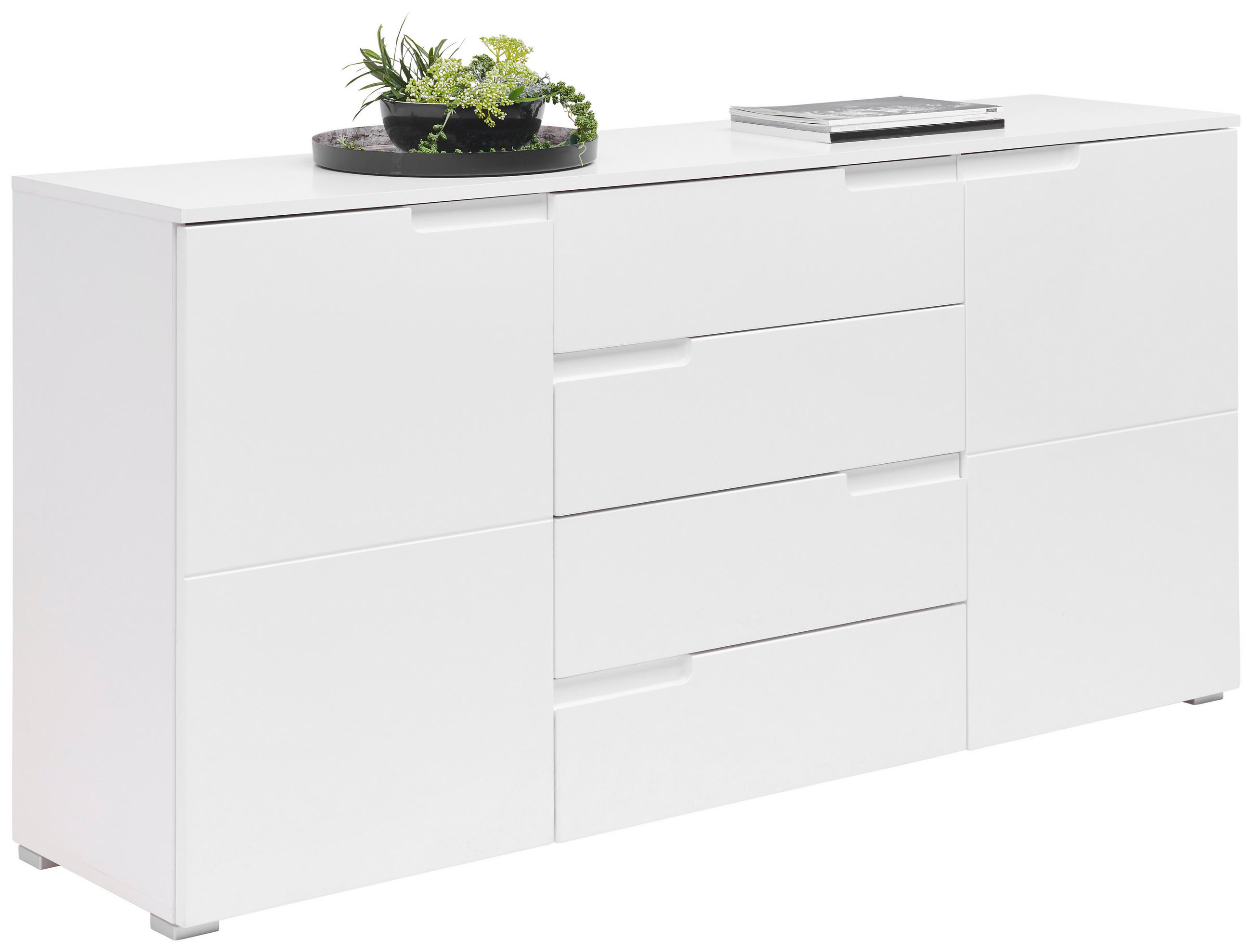 SIDEBOARD Weiß hochglanz - Weiß hochglanz/Silberfarben, Design, Holzwerkstoff/Kunststoff (165/80/40cm) - Carryhome