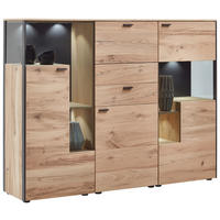 HIGHBOARD Anthrazit, Eichefarben  182/139/43 cm  - Eichefarben/Anthrazit, Design, Glas/Holz (182/139/43cm) - Schöner Wohnen