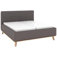 POLSTERBETT Matratze, Lattenrost, Bettkasten 180/200 cm  in Graubraun  - Eichefarben/Graubraun, Design, Holz/Textil (180/200cm) - Musterring