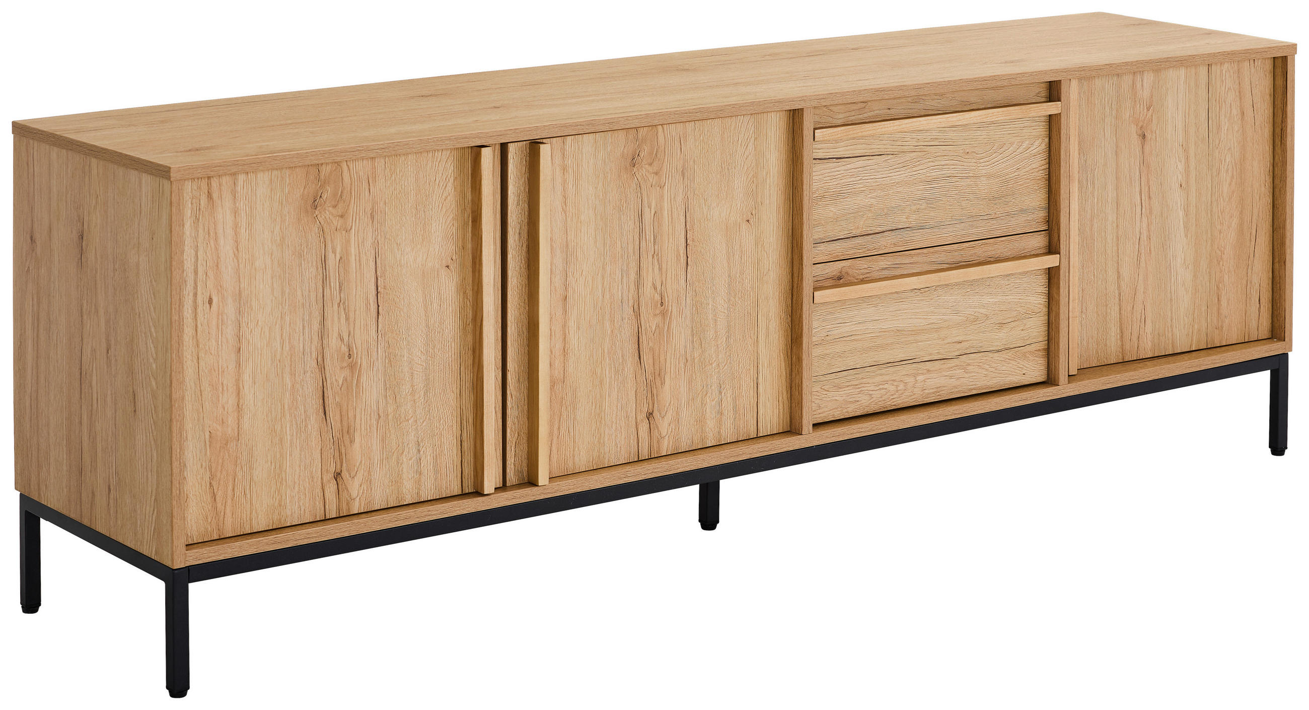LOWBOARD WABI  in 180/60,5/40 cm  - Eichefarben/Schwarz, Design, Holz/Holzwerkstoff (180/60,5/40cm) - Milino