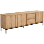 LOWBOARD - Eichefarben/Schwarz, Design, Holz/Holzwerkstoff (180/60,5/40cm) - Xora