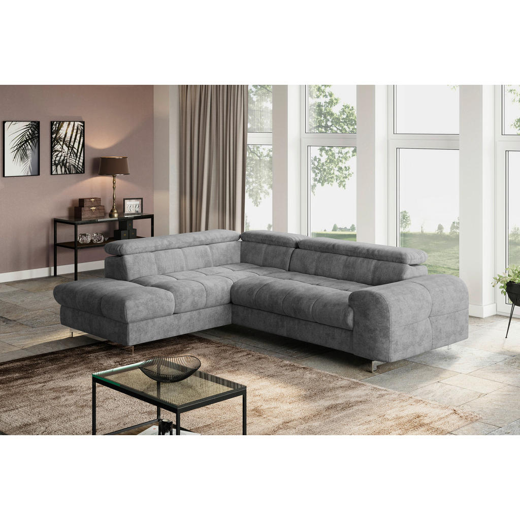 Thumbnail - Livetastic Ecksofa, Grau, Textil, 4-Sitzer, Ottomane links, L-Form, 257x206 cm, Made in EU, Stoffauswahl, seitenverkehrt...