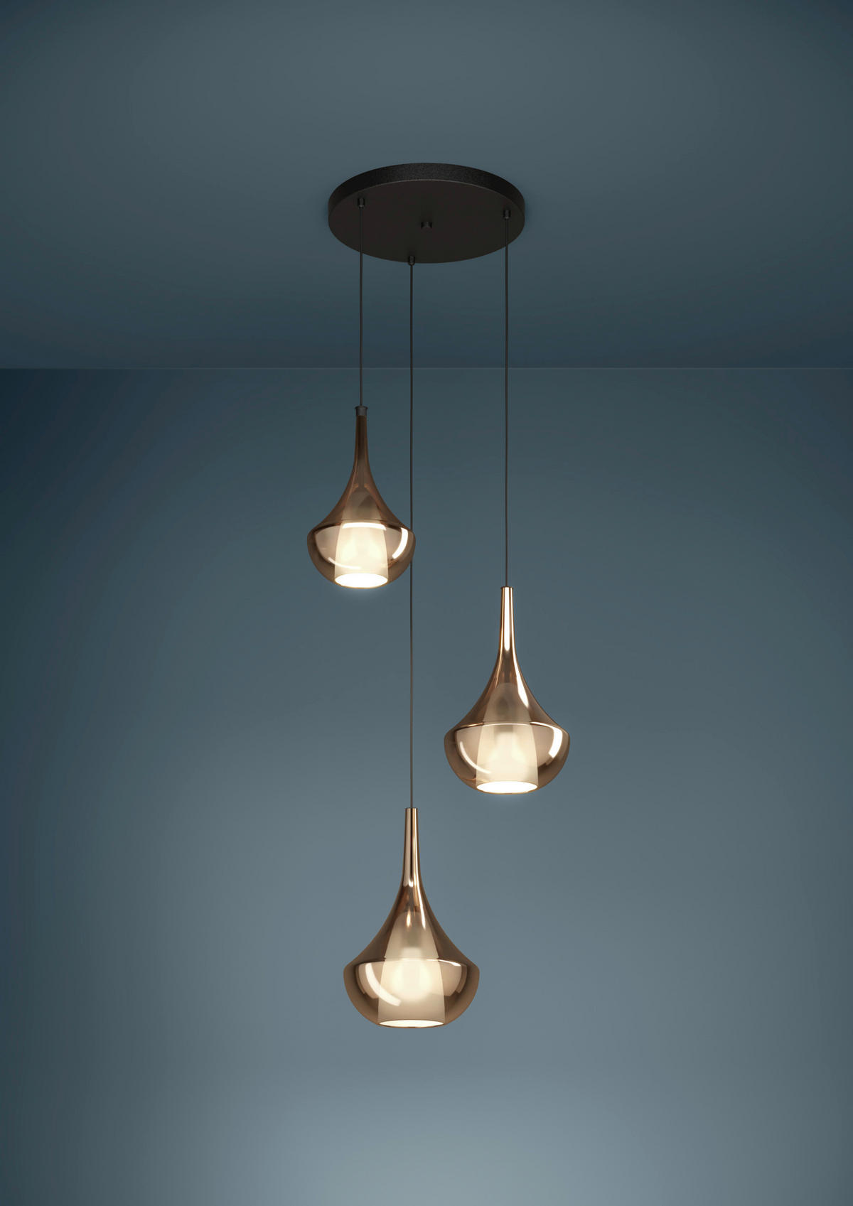 HÄNGELEUCHTE ALMOSTER 55/150 cm   - Schwarz/Bronzefarben, Design, Glas/Metall (55/150cm) - Eglo