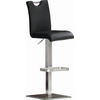 BARHOCKER in Metall, Leder Schwarz, Edelstahlfarben  - Edelstahlfarben/Schwarz, Design, Leder/Metall (42/90/50cm) - Livetastic