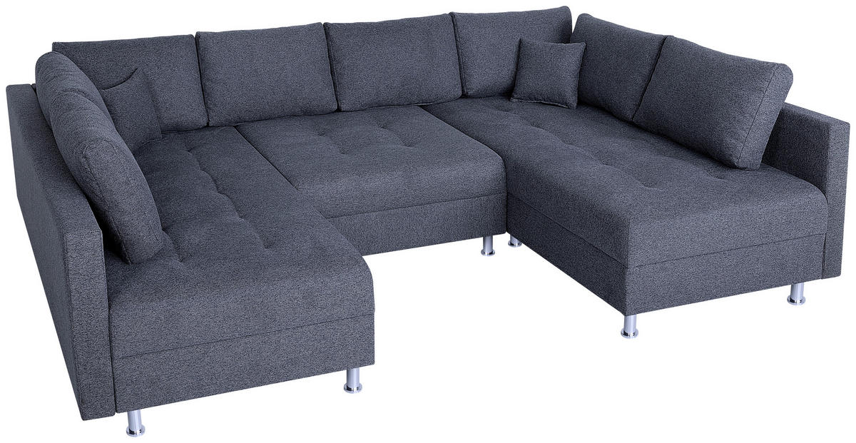 WOHNLANDSCHAFT Anthrazit Webstoff  - Chromfarben/Anthrazit, Design, Textil (192/308/192cm) - P & B