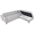 ECKSOFA Hellgrau Velours  - Hellgrau/Schwarz, KONVENTIONELL, Textil/Metall (255/217cm) - Carryhome