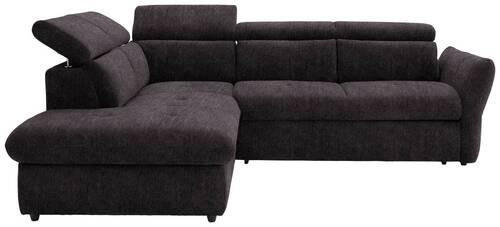 ECKSOFA in Velours Graubraun  224/254 cm  - Graubraun/Schwarz, Design, Kunststoff/Textil (224/254cm) - Stylife