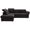 ECKSOFA in Velours Graubraun  224/254 cm  - Graubraun/Schwarz, Design, Kunststoff/Textil (224/254cm) - Stylife