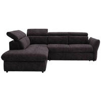 ECKSOFA in Velours Graubraun  224/254 cm  - Graubraun/Schwarz, Design, Kunststoff/Textil (224/254cm) - Stylife