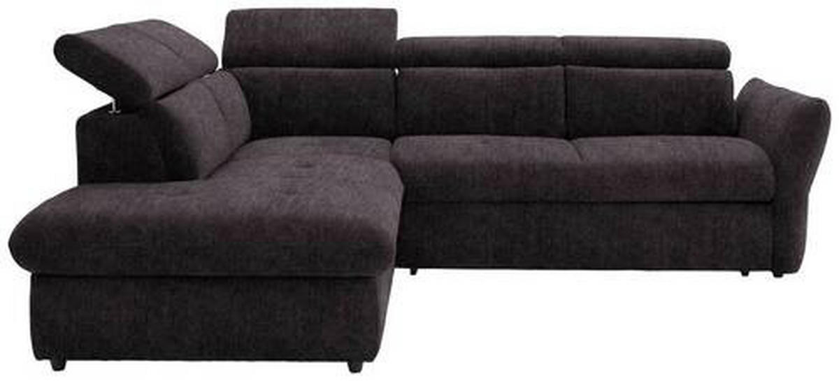 ECKSOFA in Velours Graubraun  224/254 cm  - Graubraun/Schwarz, Design, Kunststoff/Textil (224/254cm) - Stylife