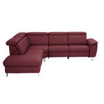 ECKSOFA in Echtleder Weinrot  - Weinrot/Alufarben, Design, Leder/Metall (242/271cm) - Cantus