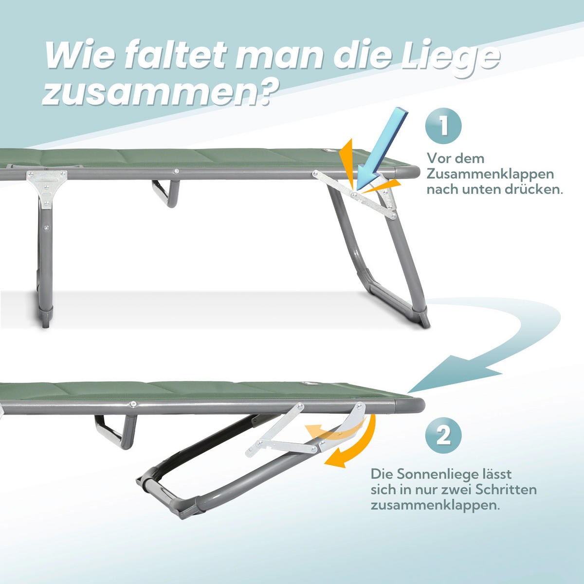 SONNENLIEGE 70/36/200 cm  - Grau/Grün, Basics, Textil/Metall (70/36/200cm) - Modante