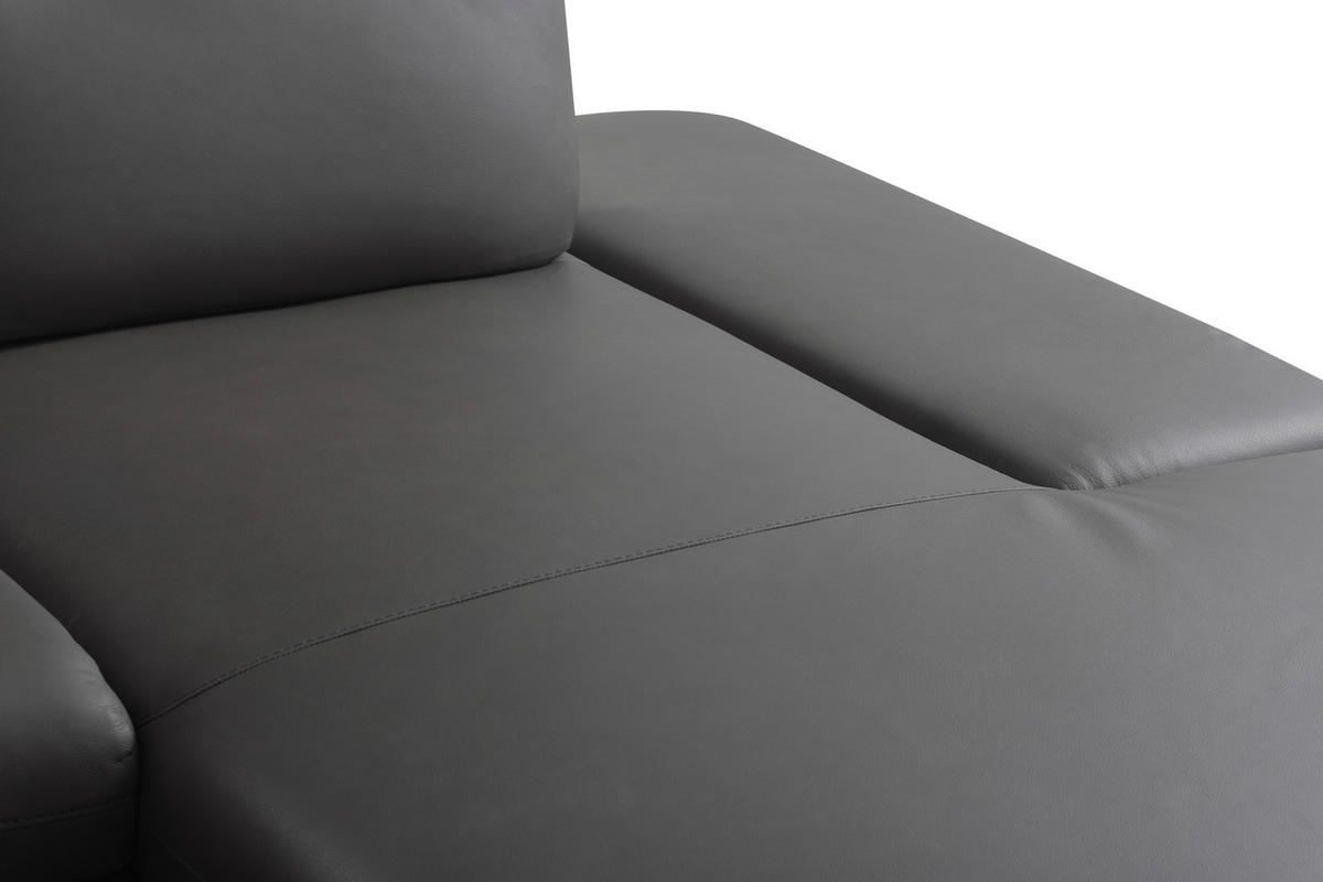 ECKSOFA  in Echtleder Dunkelgrau  291/180 cm  - Dunkelgrau/Schwarz, Design, Leder/Metall (291/180cm) - Celina Home