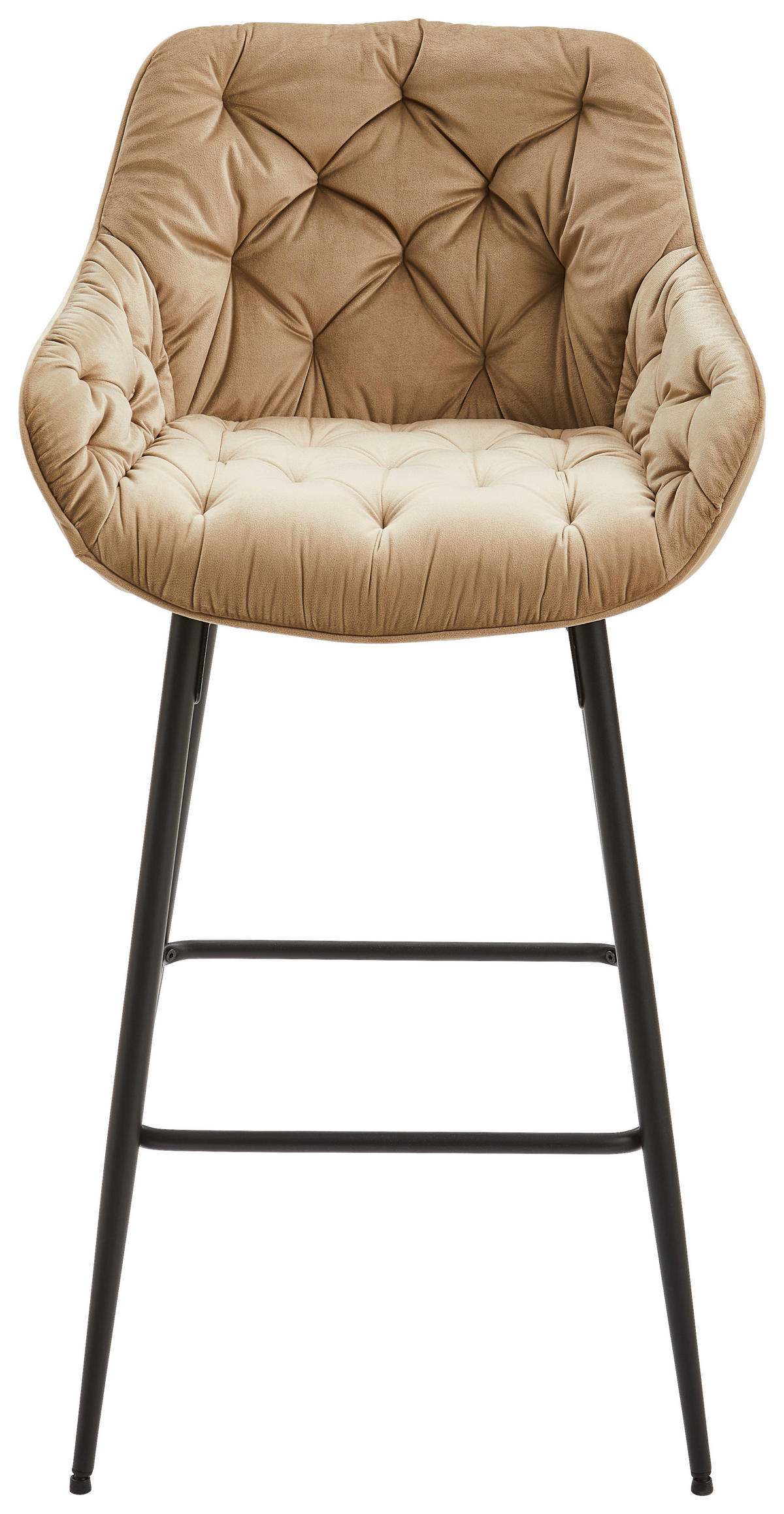 BARHOCKER Samt Schwarz, Taupe Eisen Pappel Sperrholz  - Taupe/Schwarz, MODERN, Holz/Textil (55/105/57cm) - Livetastic