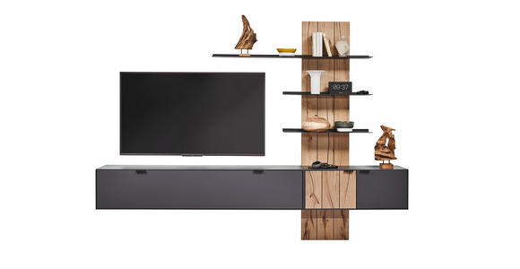WOHNWAND  in Graphitfarben, Eichefarben  273,8/205,5/37,1 cm  - Eichefarben/Anthrazit, Design, Holz/Holzwerkstoff (273,8/205,5/37,1cm) - Dieter Knoll