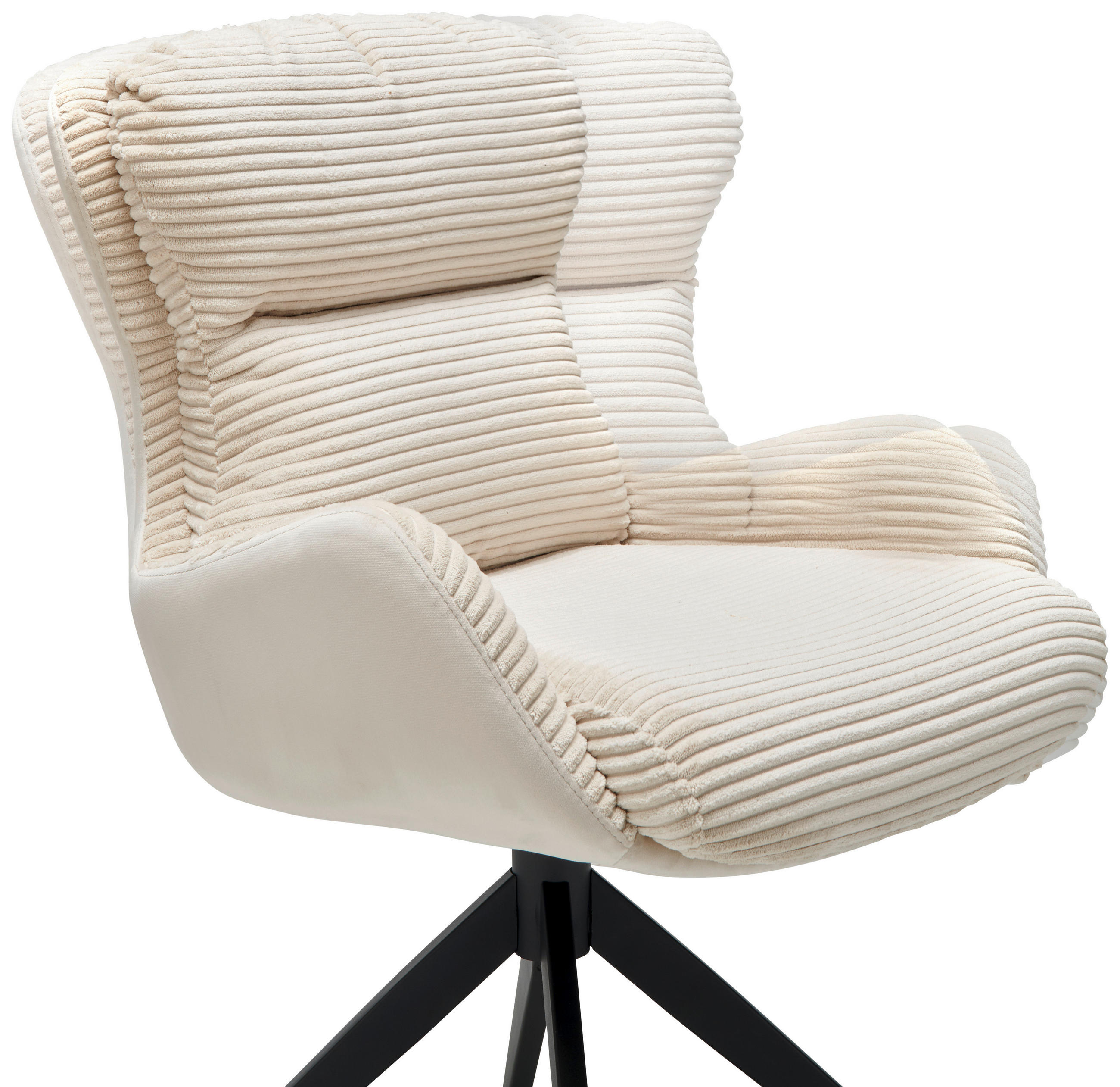 ARMLEHNSTUHL  in Eisen Cord  - Beige/Schwarz, LIFESTYLE, Textil/Metall (58/88/68cm) - MID.YOU