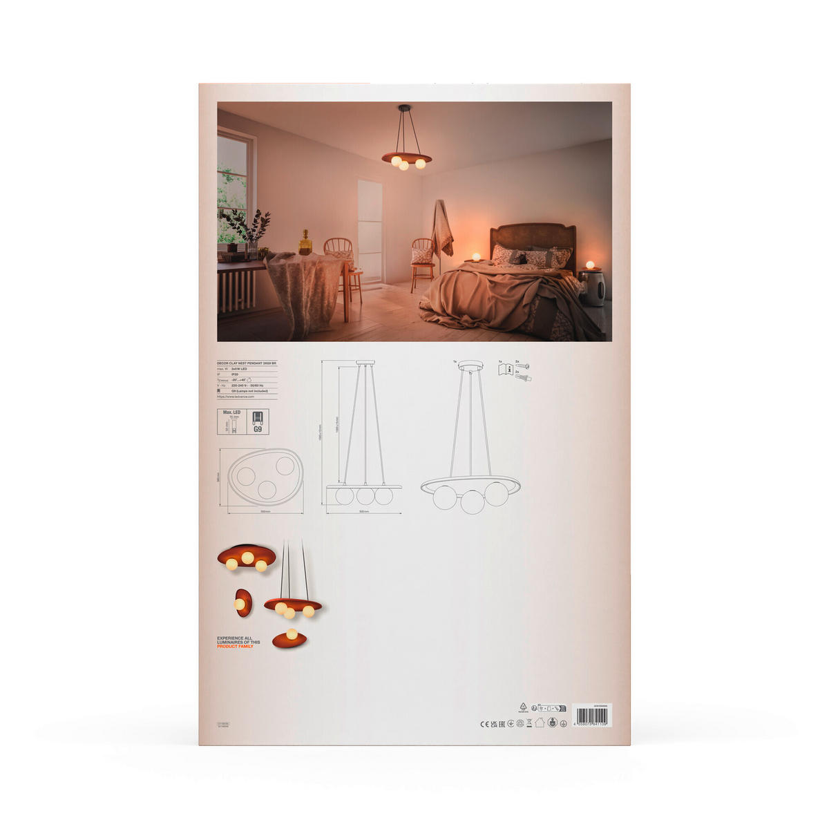 PENDELLEUCHTE 50/38,5/150 cm  - Braun, Natur, Glas/Stein (50/38,5/150cm) - Ledvance