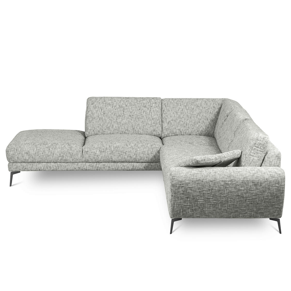 ECKSOFA SPRING Grau Webstoff Zierkissen  - Schwarz/Grau, Design, Textil/Metall (250/273cm) - Livetastic