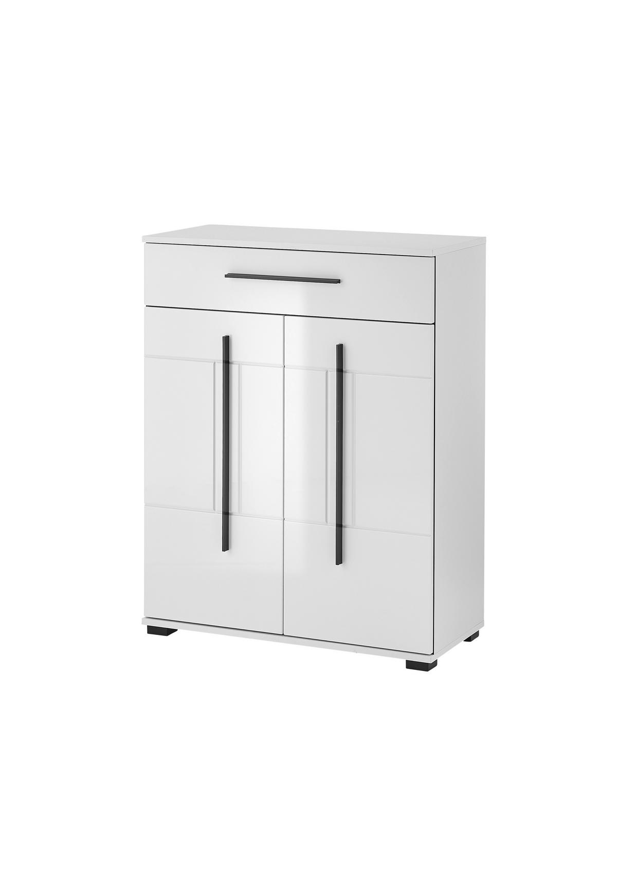 SCHUHSCHRANK  in 80/103/39 cm  - Weiß Hochglanz/Schwarz, MODERN, Holzwerkstoff/Kunststoff (80/103/39cm) - MID.YOU
