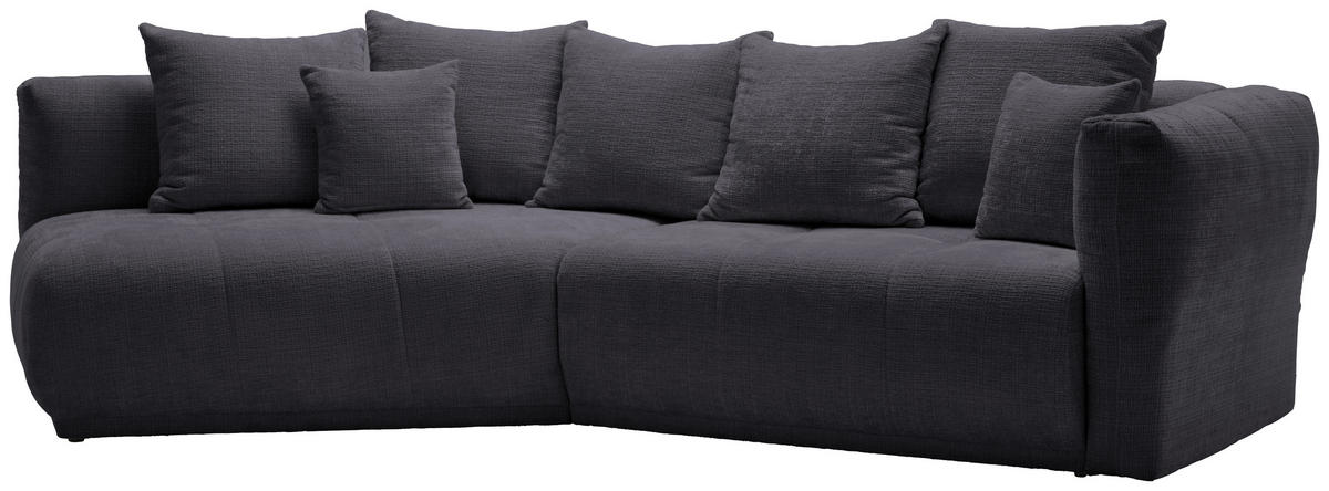 ECKSOFA Dunkelgrau Chenille  - Dunkelgrau/Schwarz, MODERN, Kunststoff/Textil (180/315cm) - Hom`in
