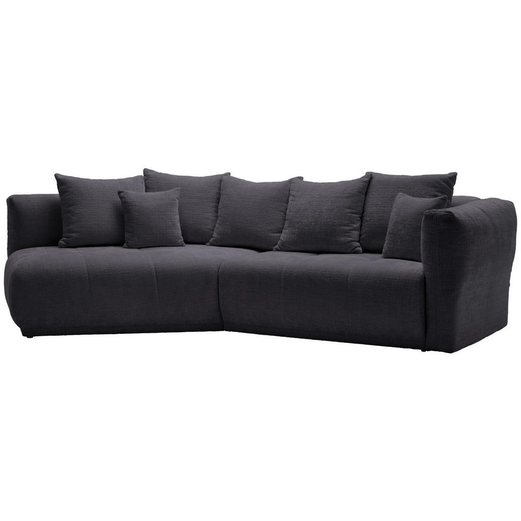 Thumbnail - Hom`in Ecksofa, Dunkelgrau, Textil, 3-Sitzer, Füllung: Schaumstoff, Ottomane links, L-Form, 315x180 cm, Stoffauswahl, se...