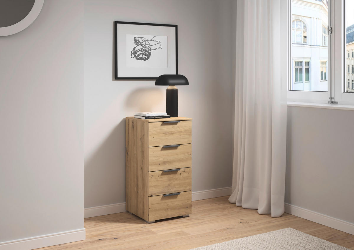NACHTSCHRANK 40/81/42 cm  - Alufarben/Eiche Artisan, MODERN, Holzwerkstoff (40/81/42cm) - Rauch Möbel