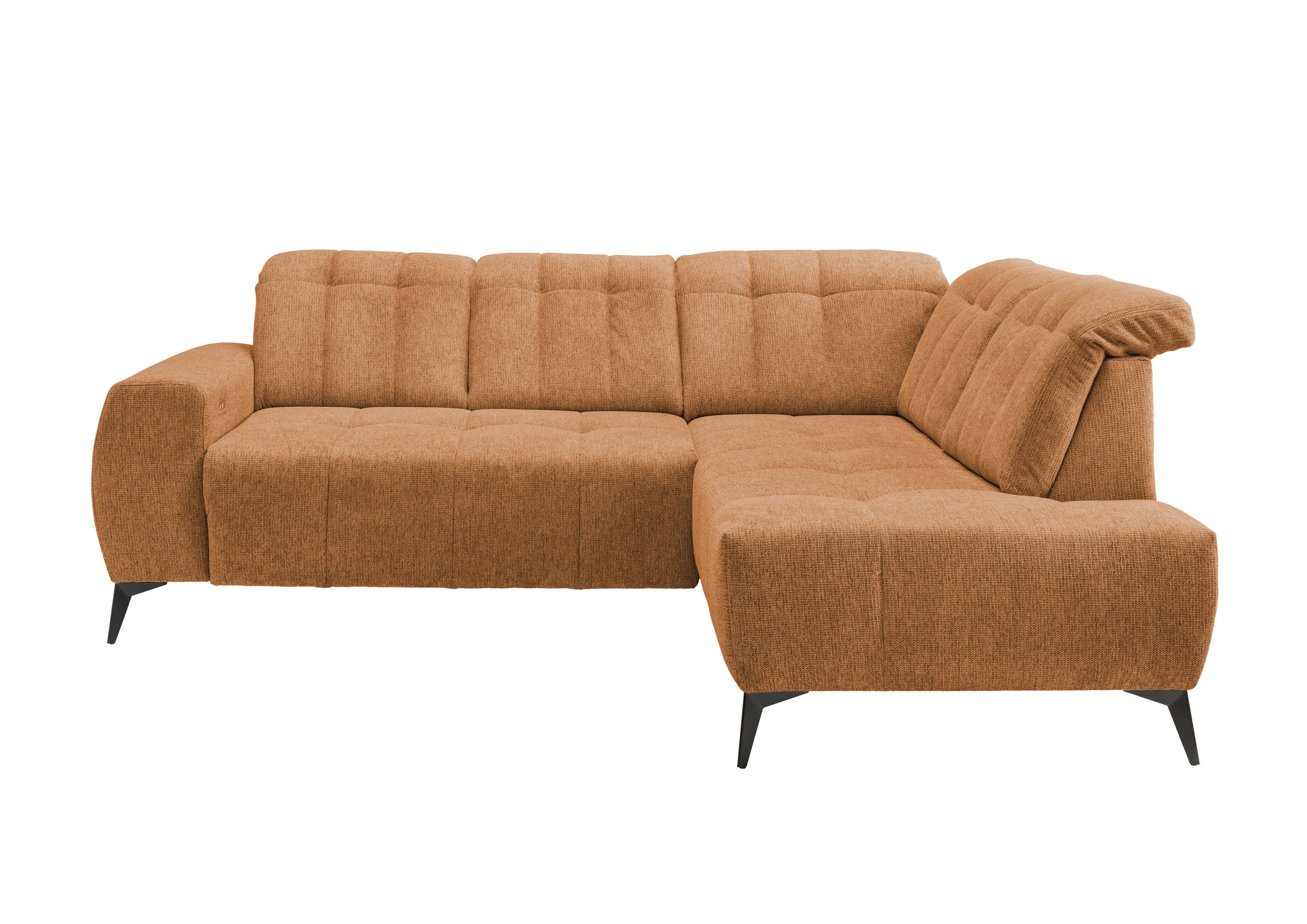 ECKSOFA in Chenille Currygelb - Currygelb/Schwarz, Modern, Textil/Metall (261/200cm) - Livetastic