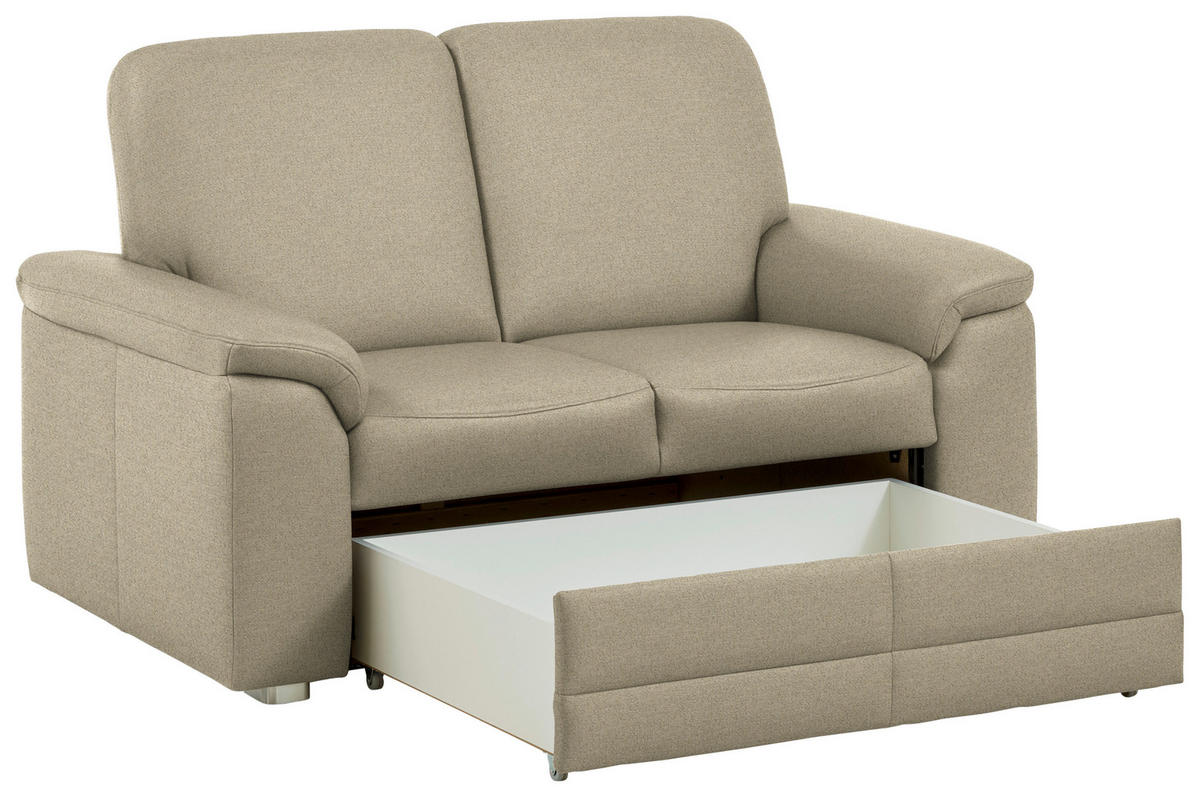 2-SITZER-SOFA Chenille Sandfarben  - Sandfarben/Alufarben, Konventionell, Textil/Metall (156/96/89cm) - Beldomo Comfort
