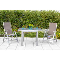 Gartenklappsessel 2er-Set in Metall, Textil Silberfarben, Taupe  - Taupe/Silberfarben, KONVENTIONELL, Textil/Metall (60/108/70cm) - Gardenson