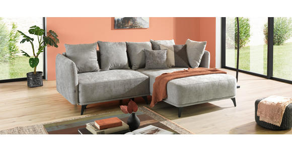 ECKSOFA in Chenille Grau  255/172 cm  - Schwarz/Grau, LIFESTYLE, Textil/Metall (255/172cm) - Carryhome
