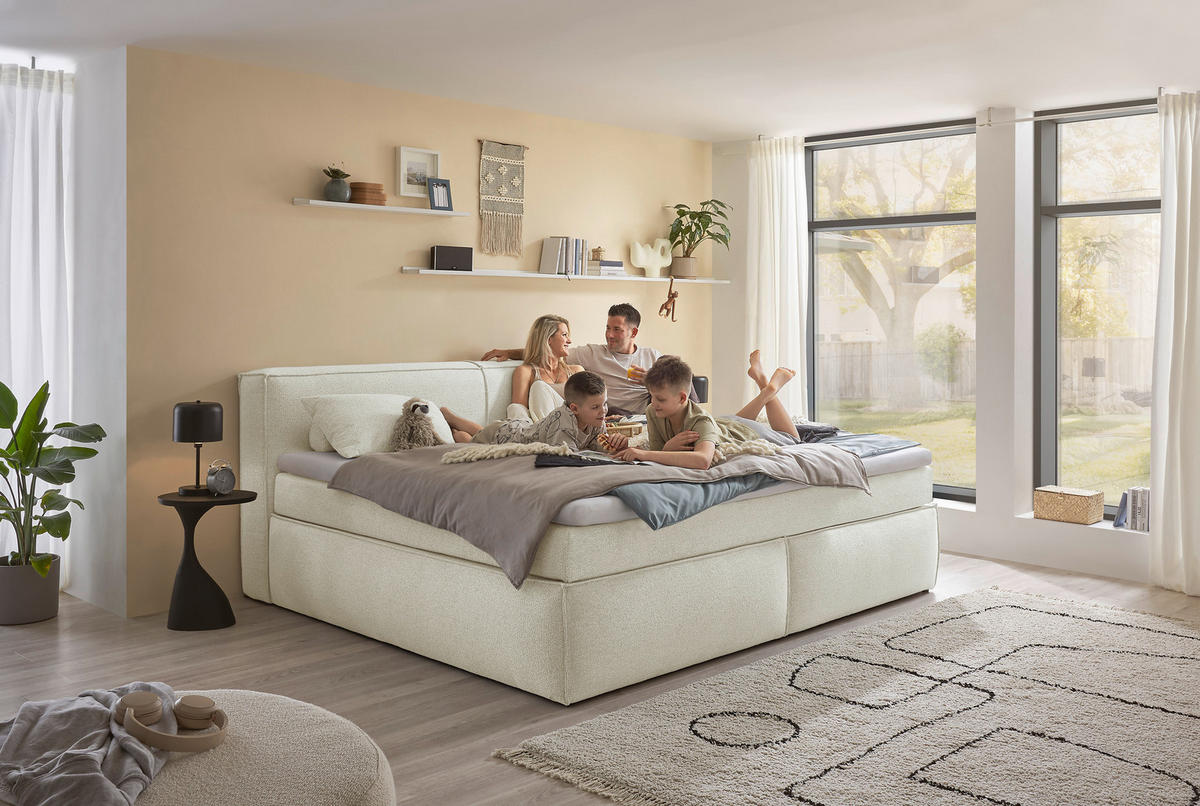 FAMILIENBOXSPRINGBETT - Creme/Schwarz, LIFESTYLE, Kunststoff/Textil (240/200cm) - Esposa