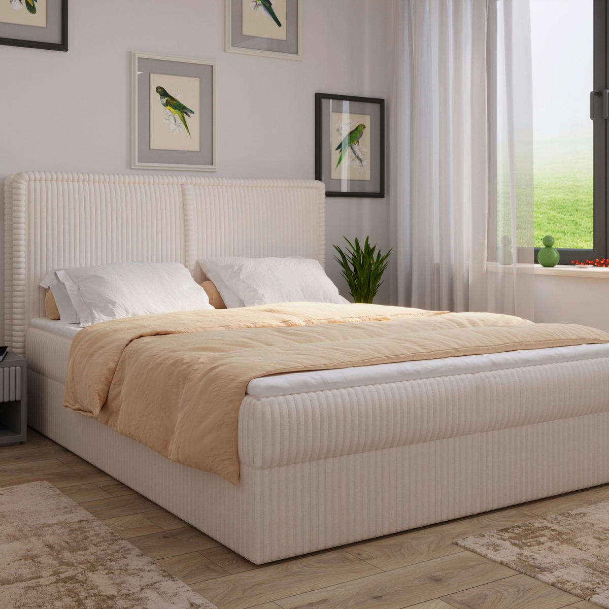 BOXBETT 160/200 cm  in Beige  - Beige/Schwarz, MODERN, Holz/Kunststoff (160/200cm) - MID.YOU