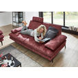 3-SITZER-SOFA in Velours Dunkelrot  - Beige/Schwarz, Design, Textil/Metall (222/89/104cm) - Dieter Knoll