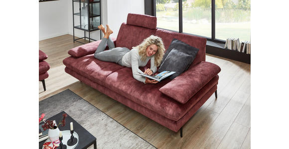 3-SITZER-SOFA in Velours Dunkelrot  - Beige/Schwarz, Design, Textil/Metall (222/89/104cm) - Dieter Knoll