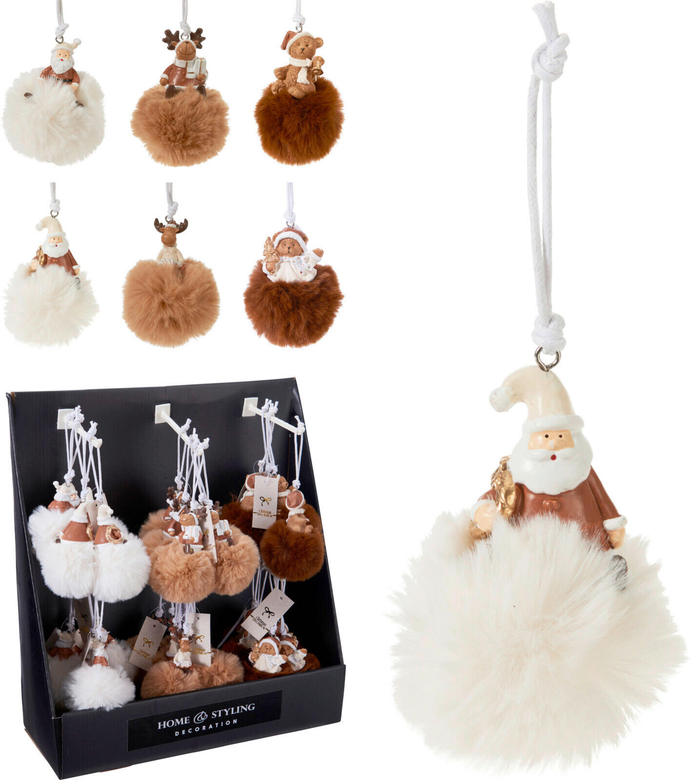FÜGGŐDÍSZ - barna/fehér, Basics, textil (10cm)